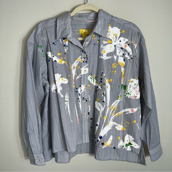 Maeve Anthropologie Alaina Paint Splatter Swing Top Blouse-Oversized-XS - Picture 1 of 8